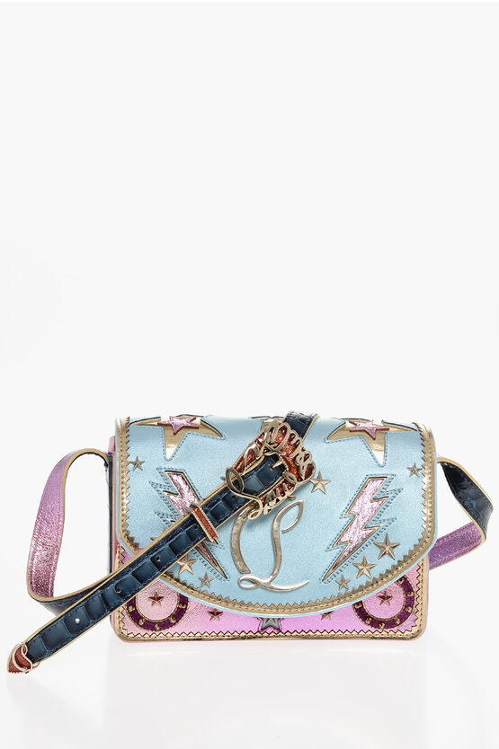 Christian Louboutin Lamè Leather Giddy Crossbody Bag With Studs