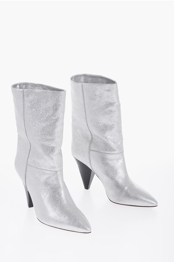 Isabel Marant Lamè Leather Locky Western Booties 9cm