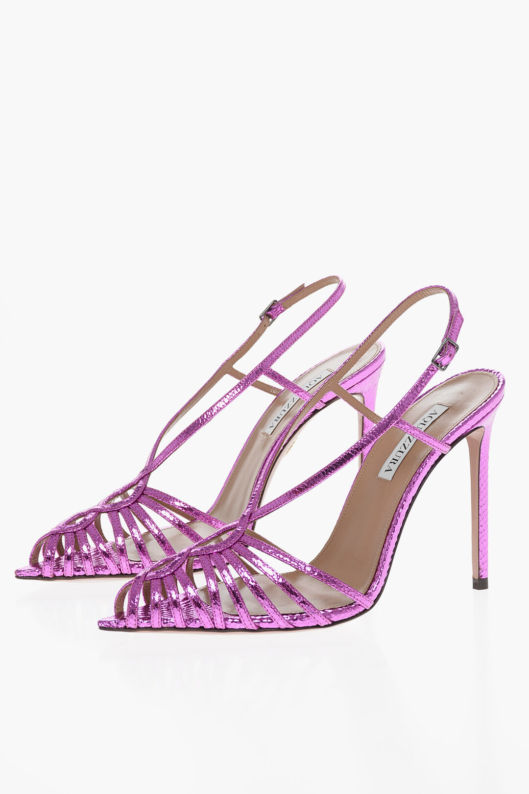 Aquazzura Lamè Leather MISTRESS Slingback Sandals with