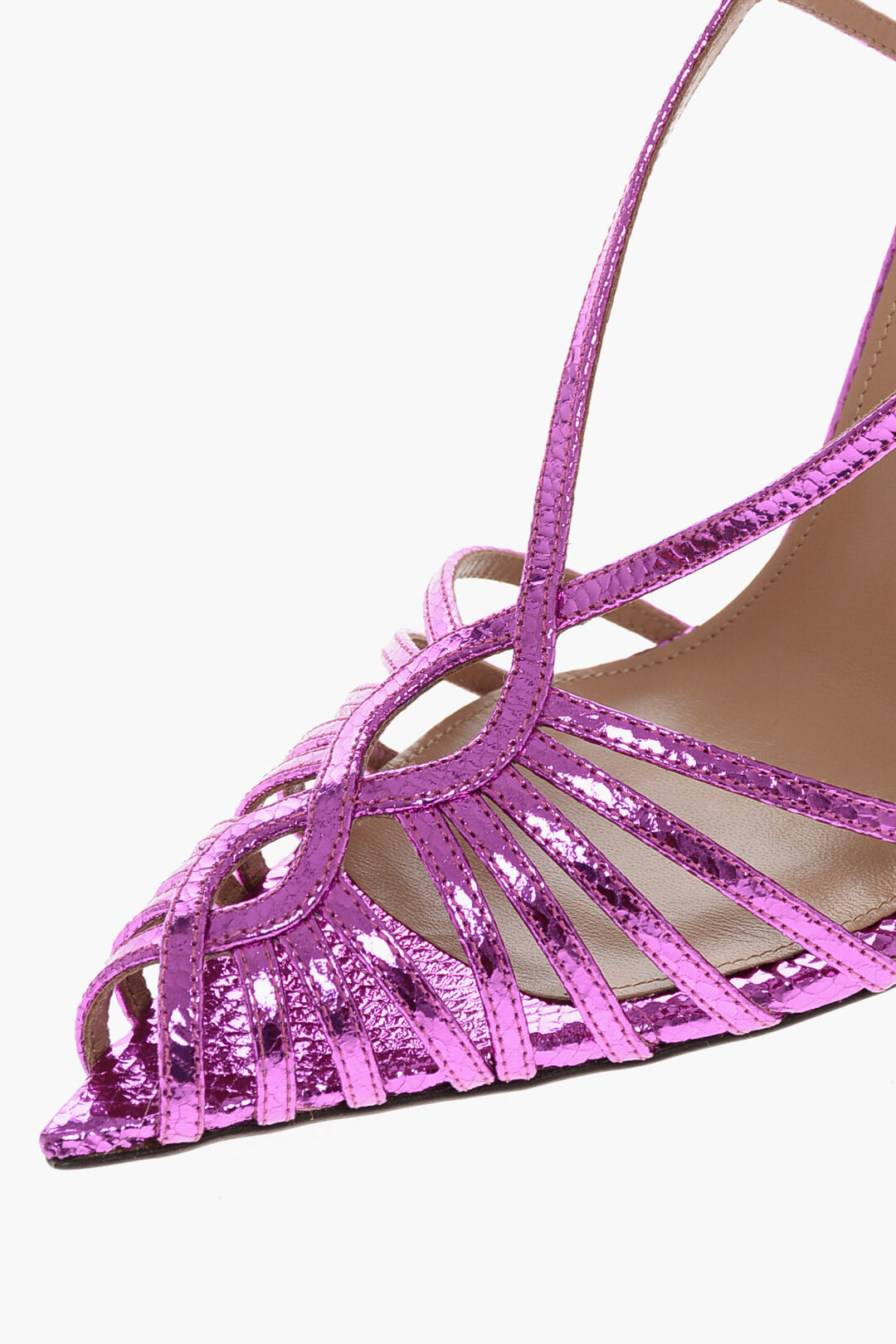 Aquazzura Lamè Leather MISTRESS Slingback Sandals with