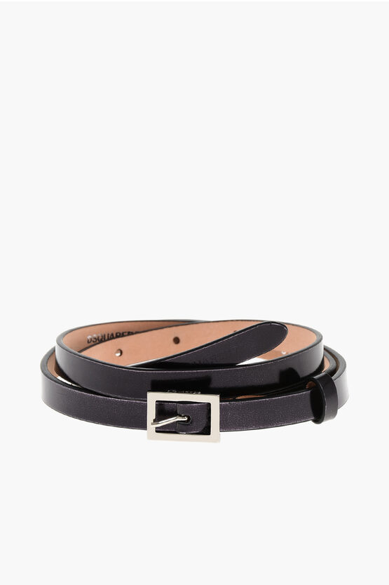 Dsquared2 Lamè Leather Slim Belt 10mm