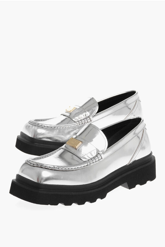 Dolce & Gabbana Lamè Leather Specchio Loafers With Carrion Sole