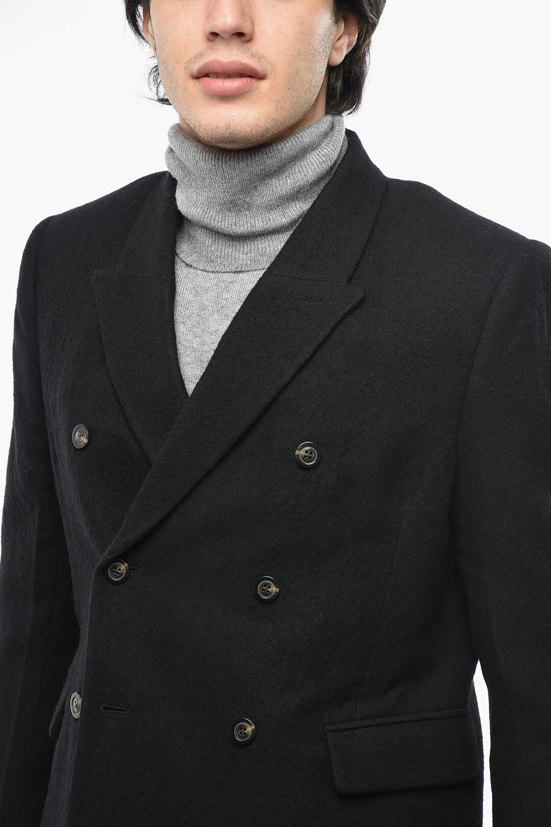 Rick Owens LARRY Double-breasted Wool Cloth Blazer men