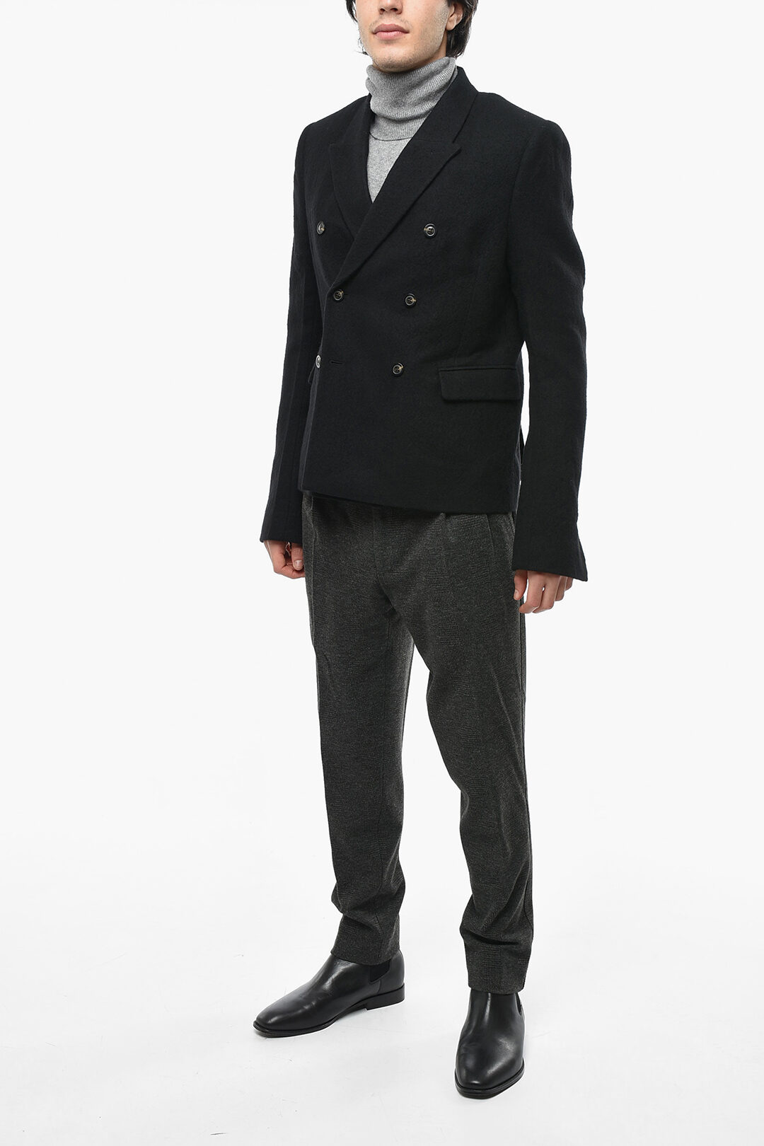Rick Owens LARRY Double-breasted Wool Cloth Blazer men