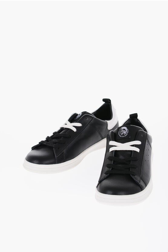 Shop Diesel Leather 11 Full Low-top Sneakers With Contrast Sole