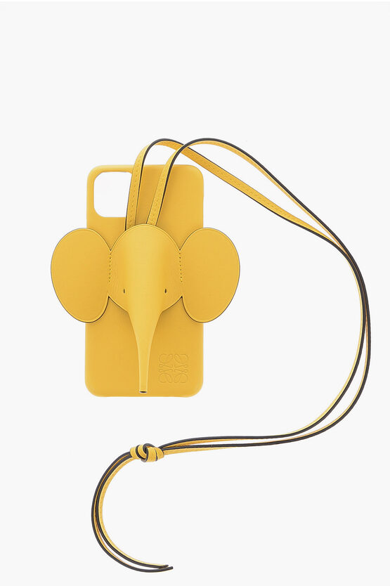 Loewe Leather 11 Pro Max Iphone Case With Elephant Shaped Motif In Yellow