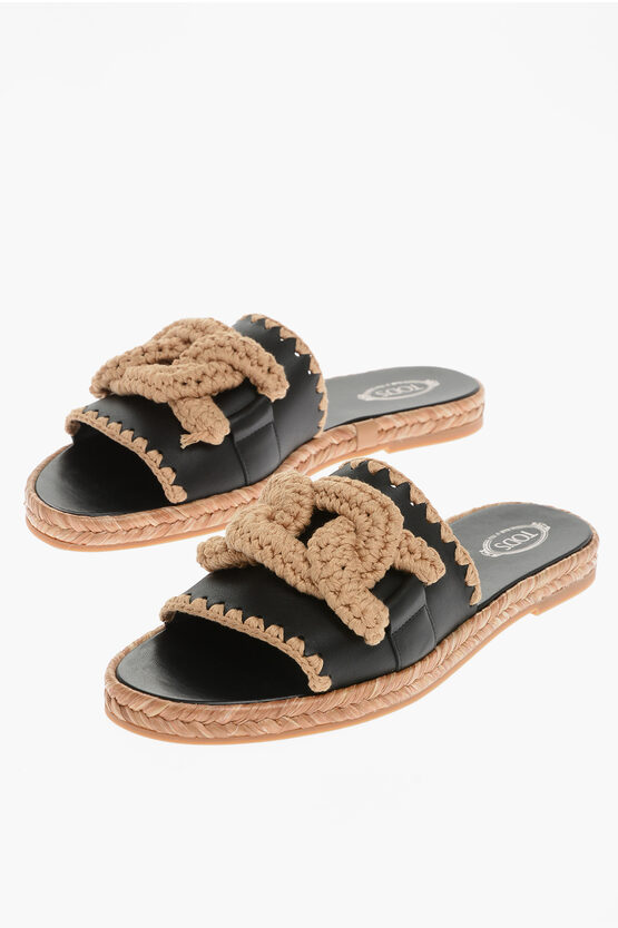 TOD'S LEATHER 17K SANDALS WITH BRAIDED DETAIL