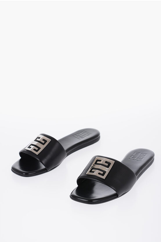 Shop Givenchy Leather 4g Slides With Statement Logo