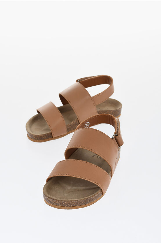 BONPOINT LEATHER AGOSTINO SANDALS WITH VELCRO CLOSURE