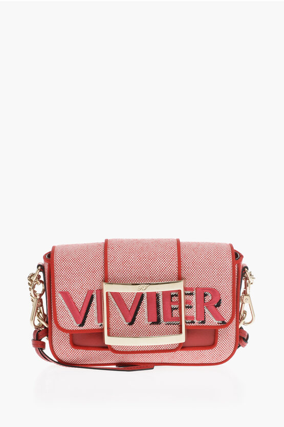 Roger Vivier Leather And Fabric Call Me Tres Vivier Crossbody Bag With Em In Pink