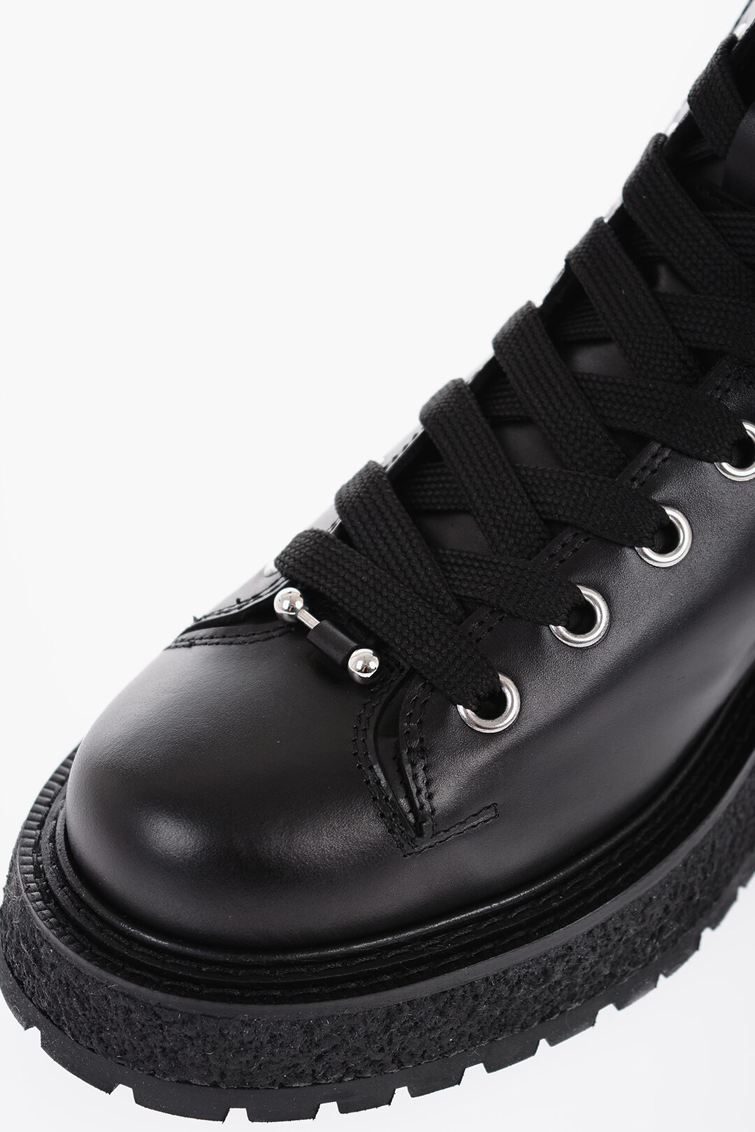 Neil Barrett Leather and Fabric Combat Boots with Side Zip