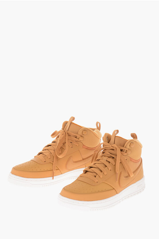 Shop Nike Leather And Fabric Court Vision Mid Sneakers