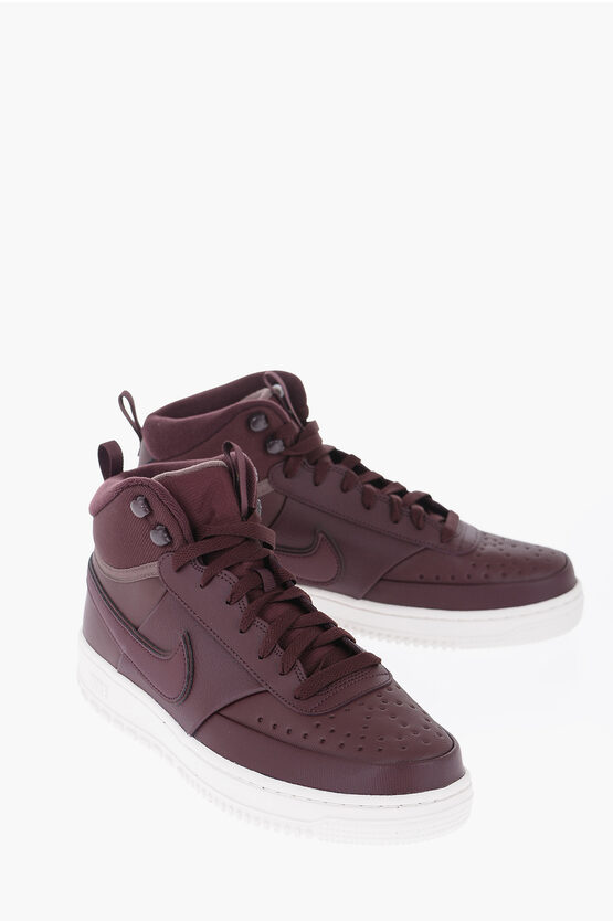 Nike Leather And Fabric Court Vision Mid Wntr High-top Sneakers In Brown