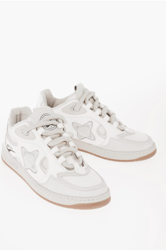Enterprise Japan Leather And Fabric Ej Skate Planet Low Top Trainers With Emb In White