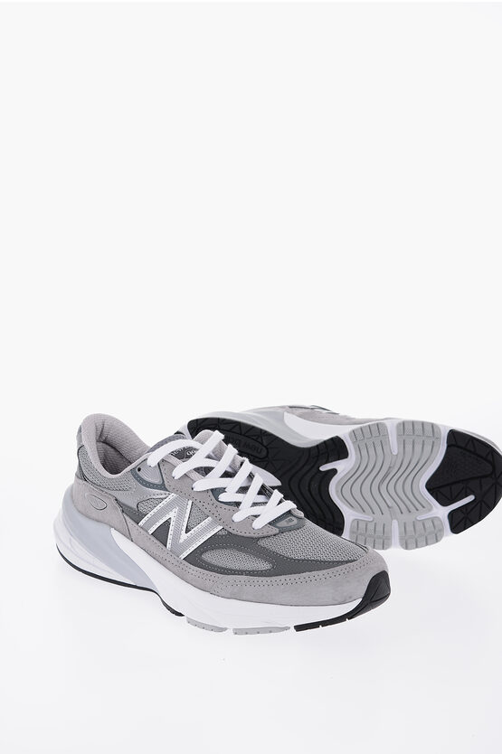 New Balance Multicolor Fabric And Suede 990v6 Sneakers In Coolgrey