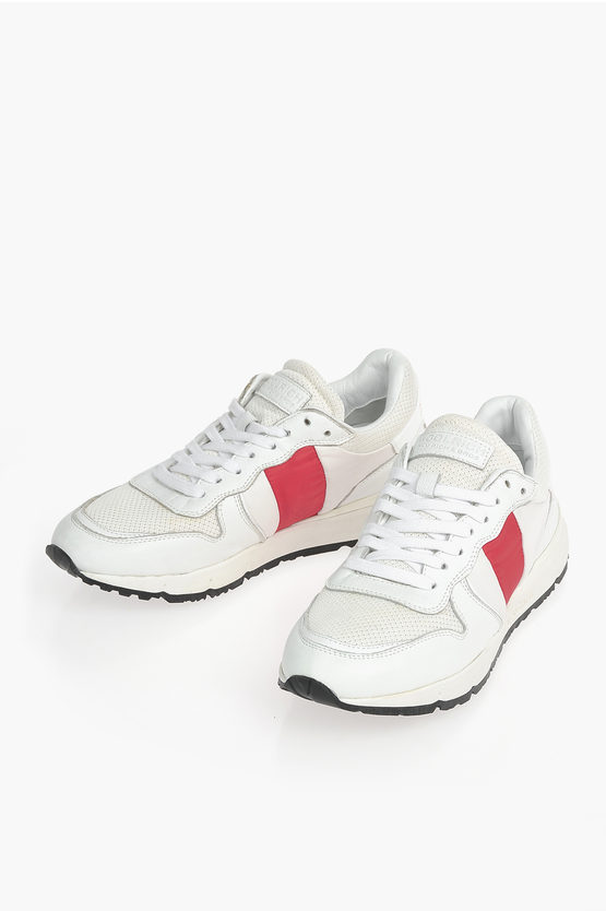 Woolrich Leather And Fabric Sneakers With Contrasting Details In White