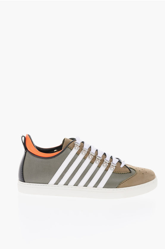 Dsquared2 leather and fabric sneakers men - Glamood Outlet