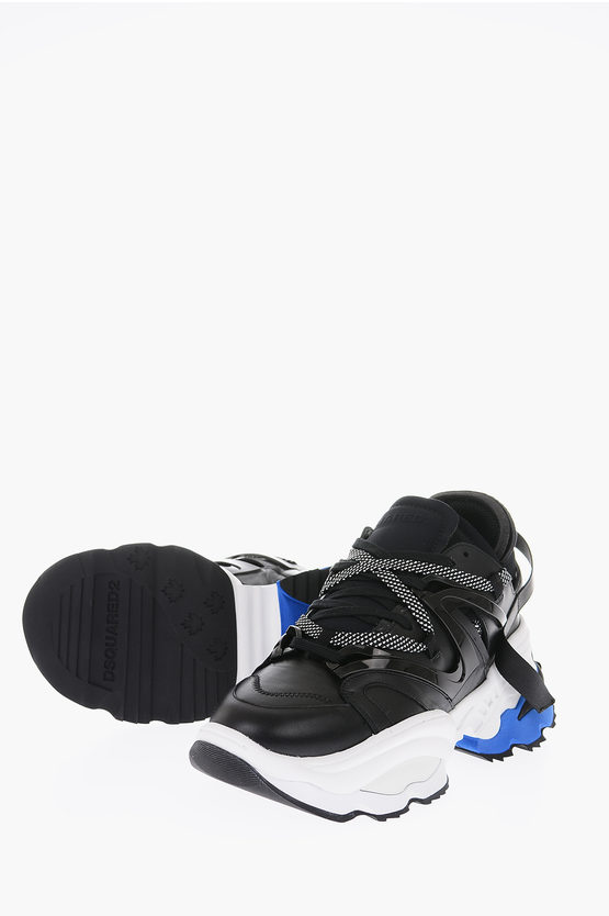 Dsquared2 Leather And Fabric The Giant Trainers With Statement Sole In Black