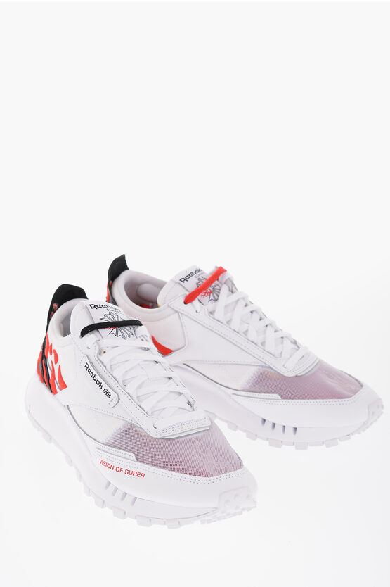 Reebok Leather And Mesh Legacy Low-top Sneakers With Embroidery In White