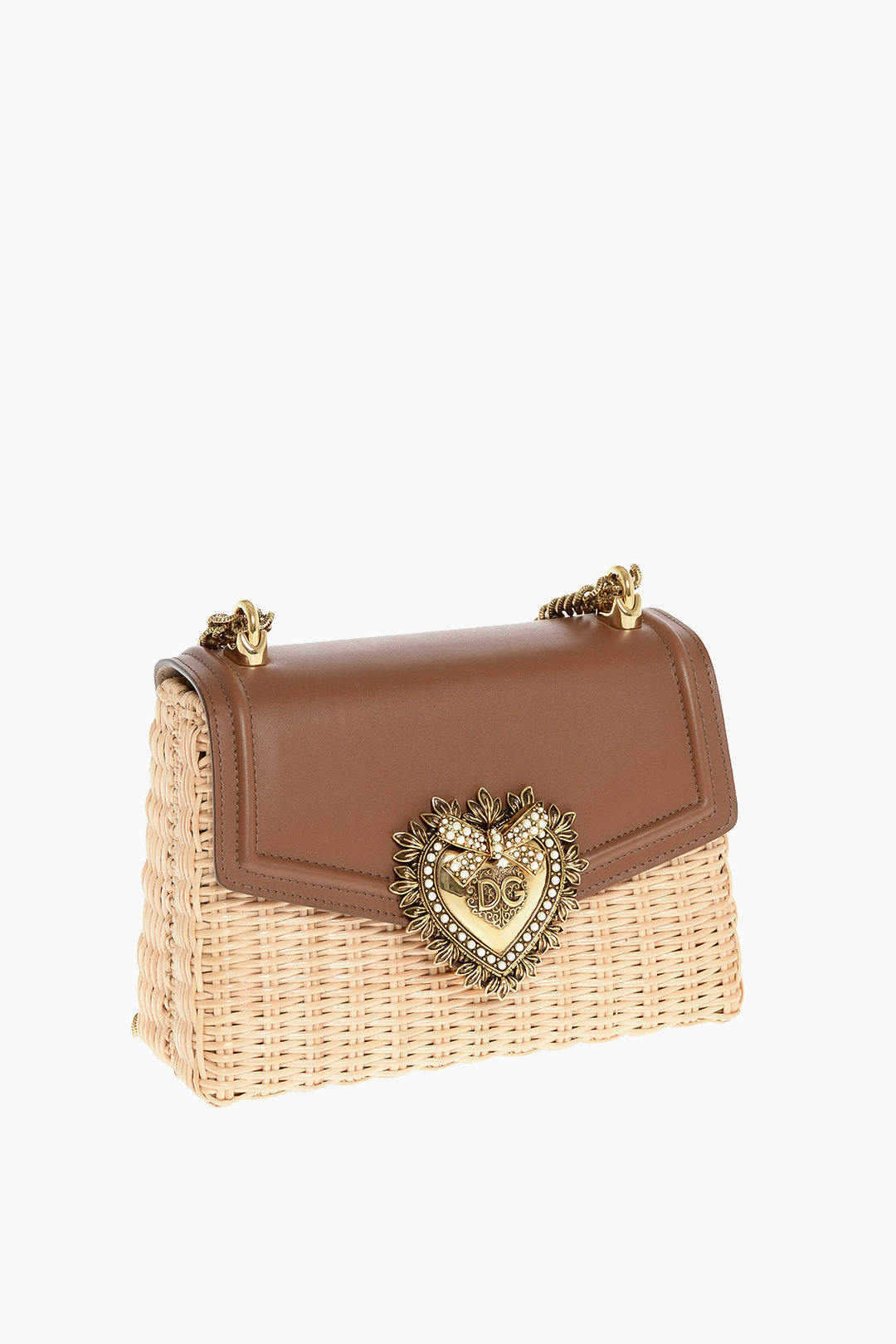 Dolce & Gabbana Leather and Rattan DEVOTION Shoulder Bag women - Glamood  Outlet
