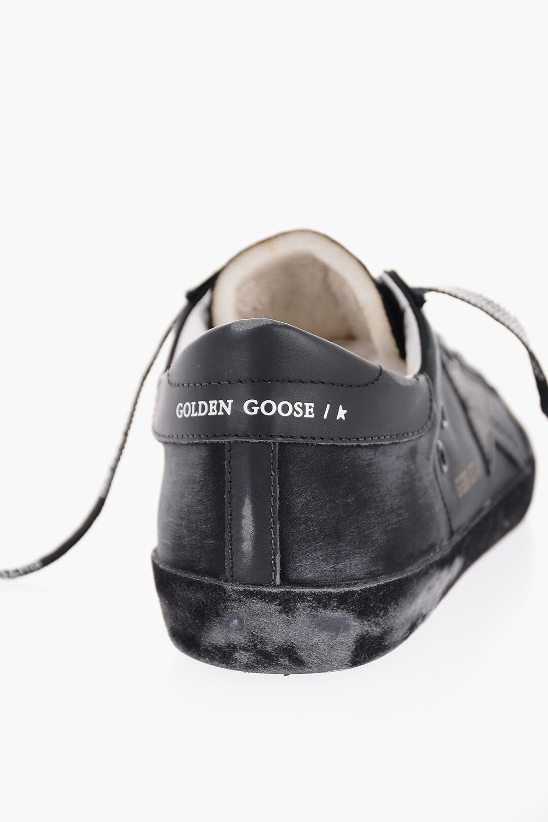 Golden Goose Leather and Satin SUPER STAR Low Top Sneakers