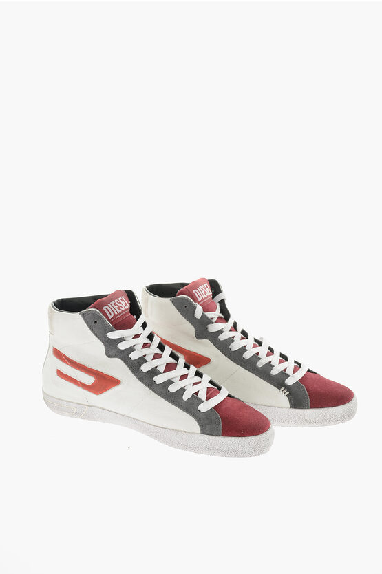 Diesel Leather And Suede S-leroji High Top Trainers In Multi