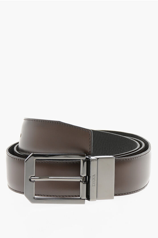 Ermenegildo Zegna Leather and Textured Leather Reversible Belt men -  Glamood Outlet