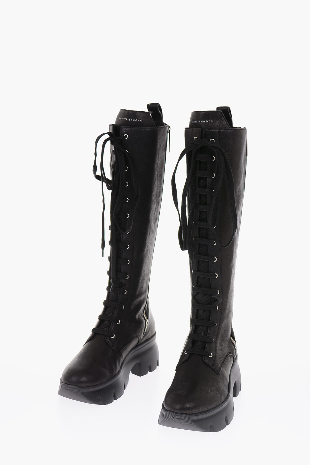 leather APOCALYPSE combat Boots with side zip
