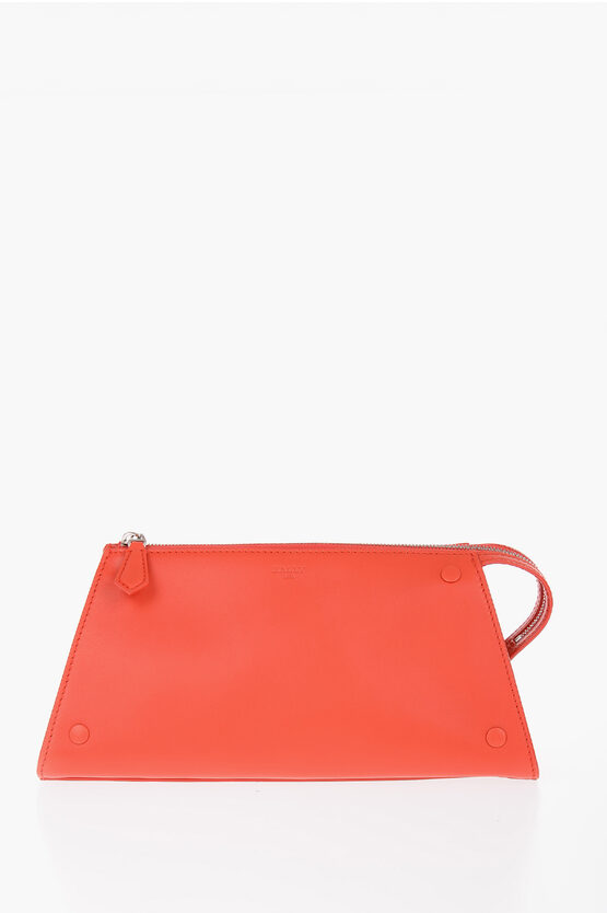 Bally Leather Arieel Makeup Case Clutch Bag In Red