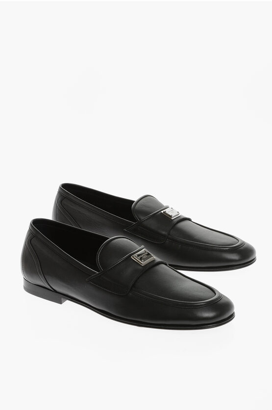 Dolce & Gabbana Ariosto Leather Loafers In Negro