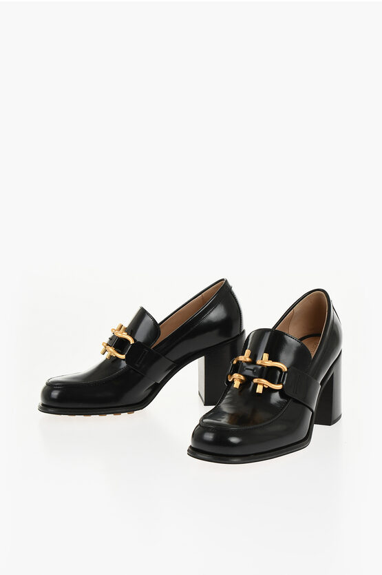 Bottega Veneta Monsieur Calfskin Leather Bit Pumps In Black