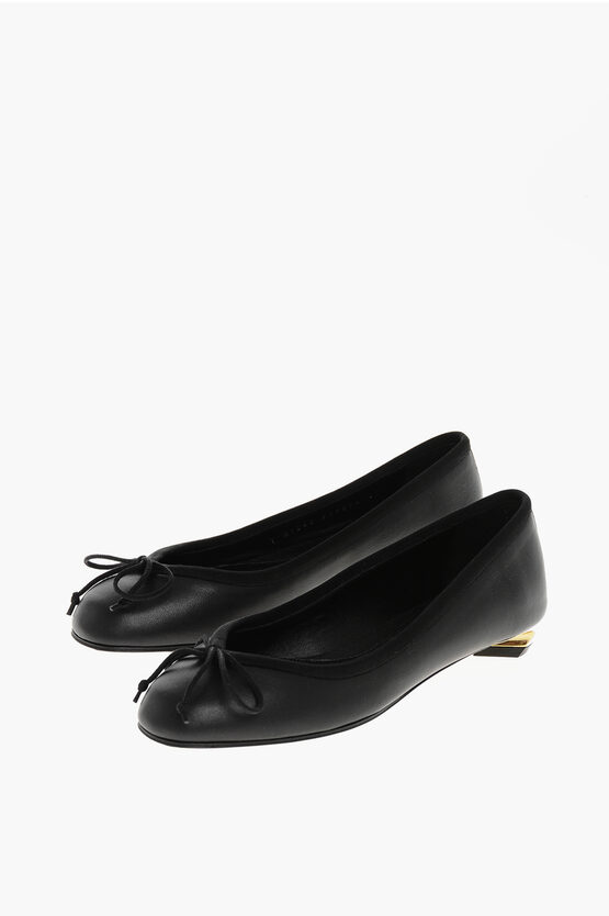 Alexander Mcqueen Leather Ballet Flats With Cuir Sole In Black