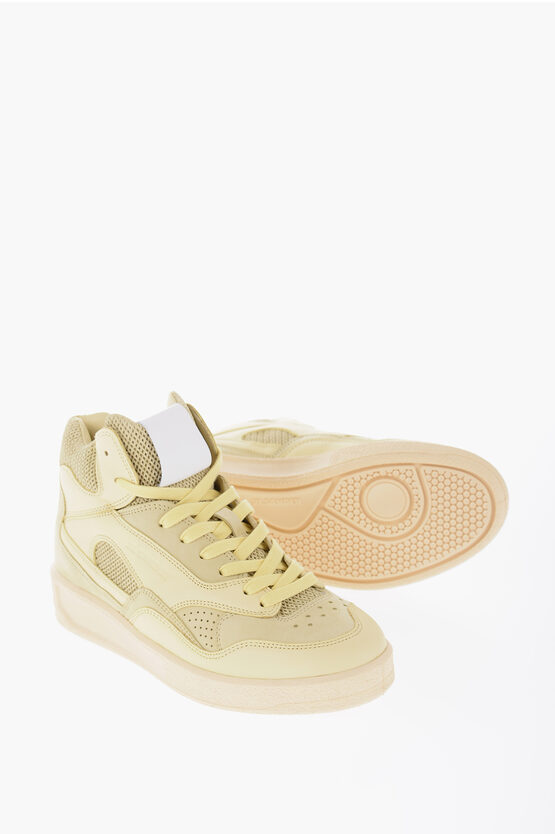 Jil Sander Leather Basket High-top Sneakers With Rubber Sole In Yellow