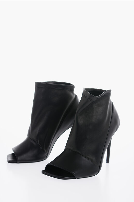 Bruno Frisoni Leather Beauty Ankle Boots With Open Toe 10,5cm In Black
