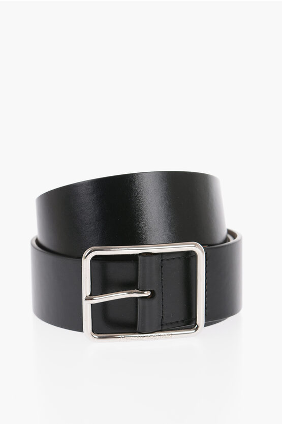 Alexander Mcqueen Leather Belt 40mm In Black