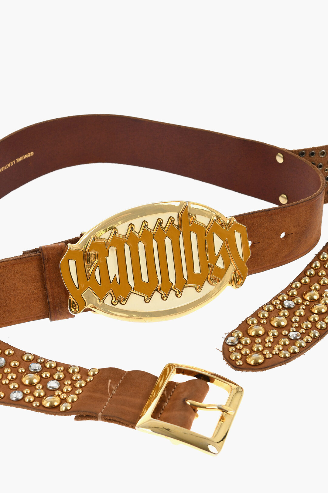 Dsquared2 Leather Belt Embellished with Gold Studs and Gothic