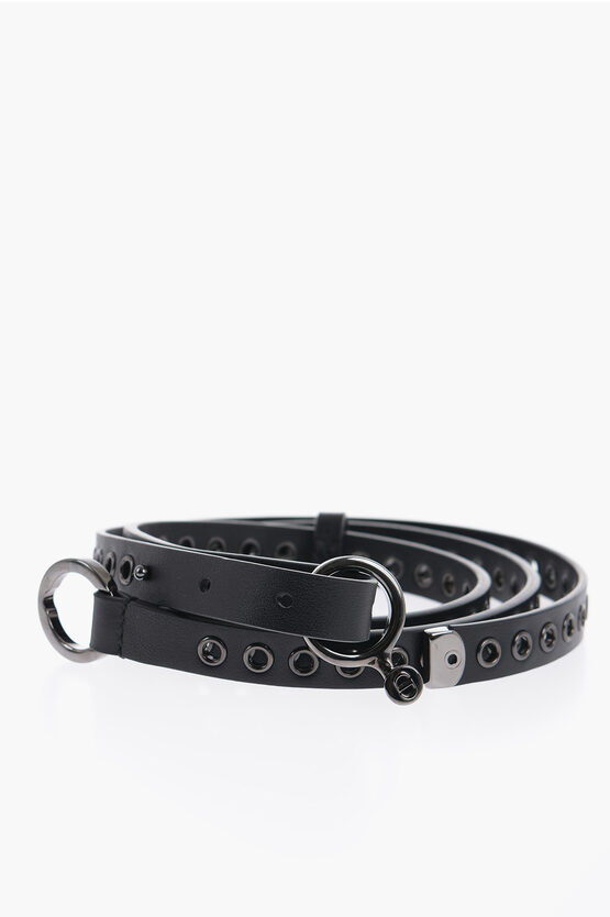 Shop Dior Leather Belt With Eyelets 15mm