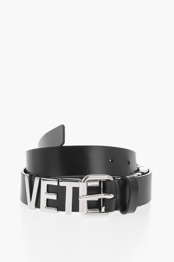 Vetements Leather Belt with Logo-mobile metal Plaque 30mm