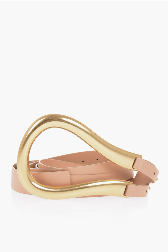 Shop Bottega Veneta Leather Belt With Statement Belt