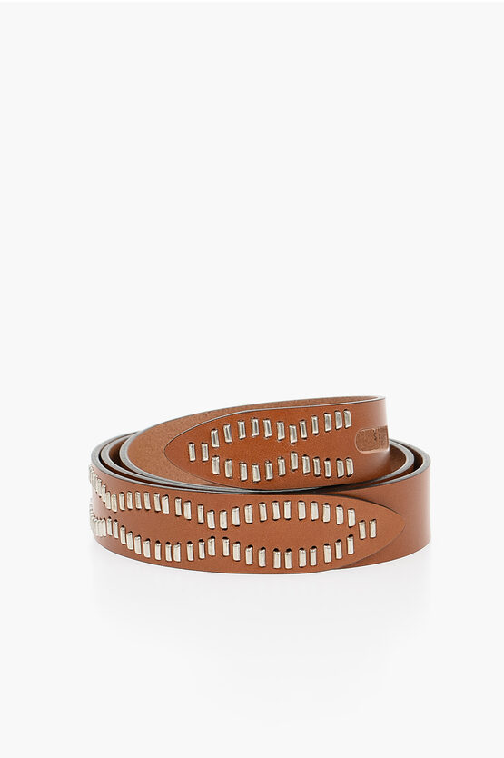 Isabel Marant Leather Belt With Studs Details 30mm In Brown