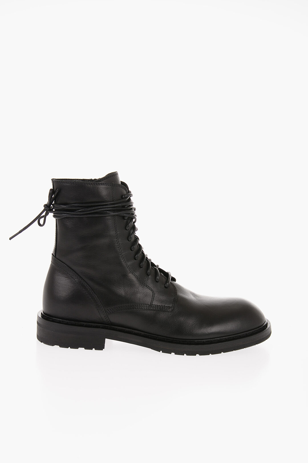 Ann Demeulemeester Leather Biker Ankle Boots with Side Zip