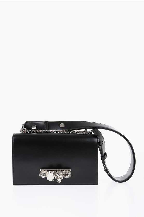 Shop Alexander Mcqueen Leather Biker Bag With Ring Application