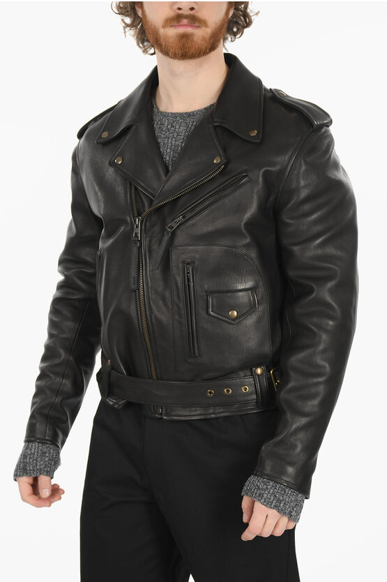 Loewe Leather Biker Jacket with Belt men - Glamood Outlet