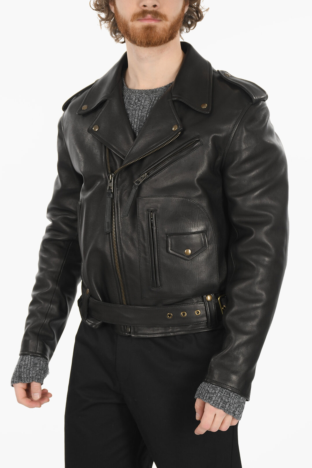 Loewe Leather Biker Jacket with Belt men - Glamood Outlet
