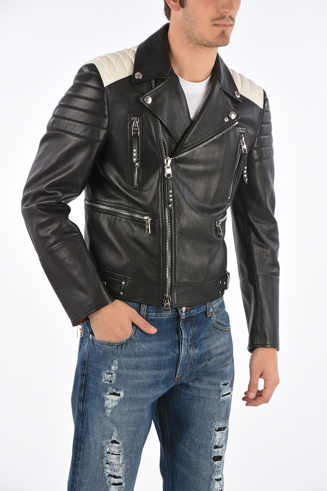 Leather biker deals jacket mens