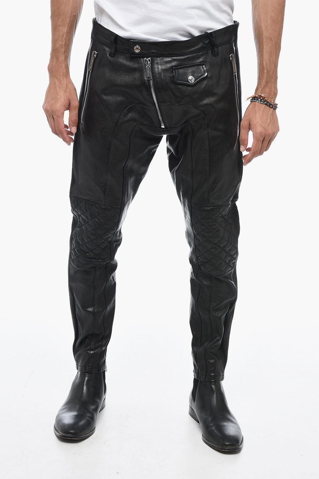 Leather fashion pants biker