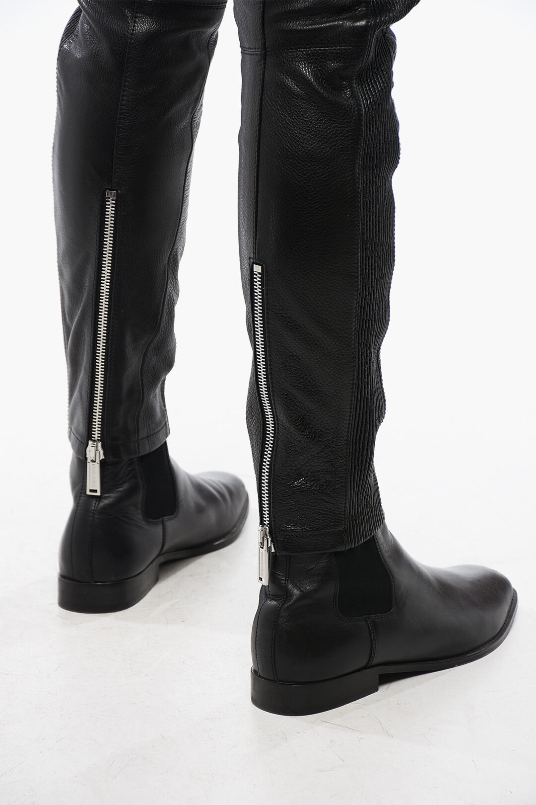 Dsquared2 Leather Biker Pants with Zipped Detailing men