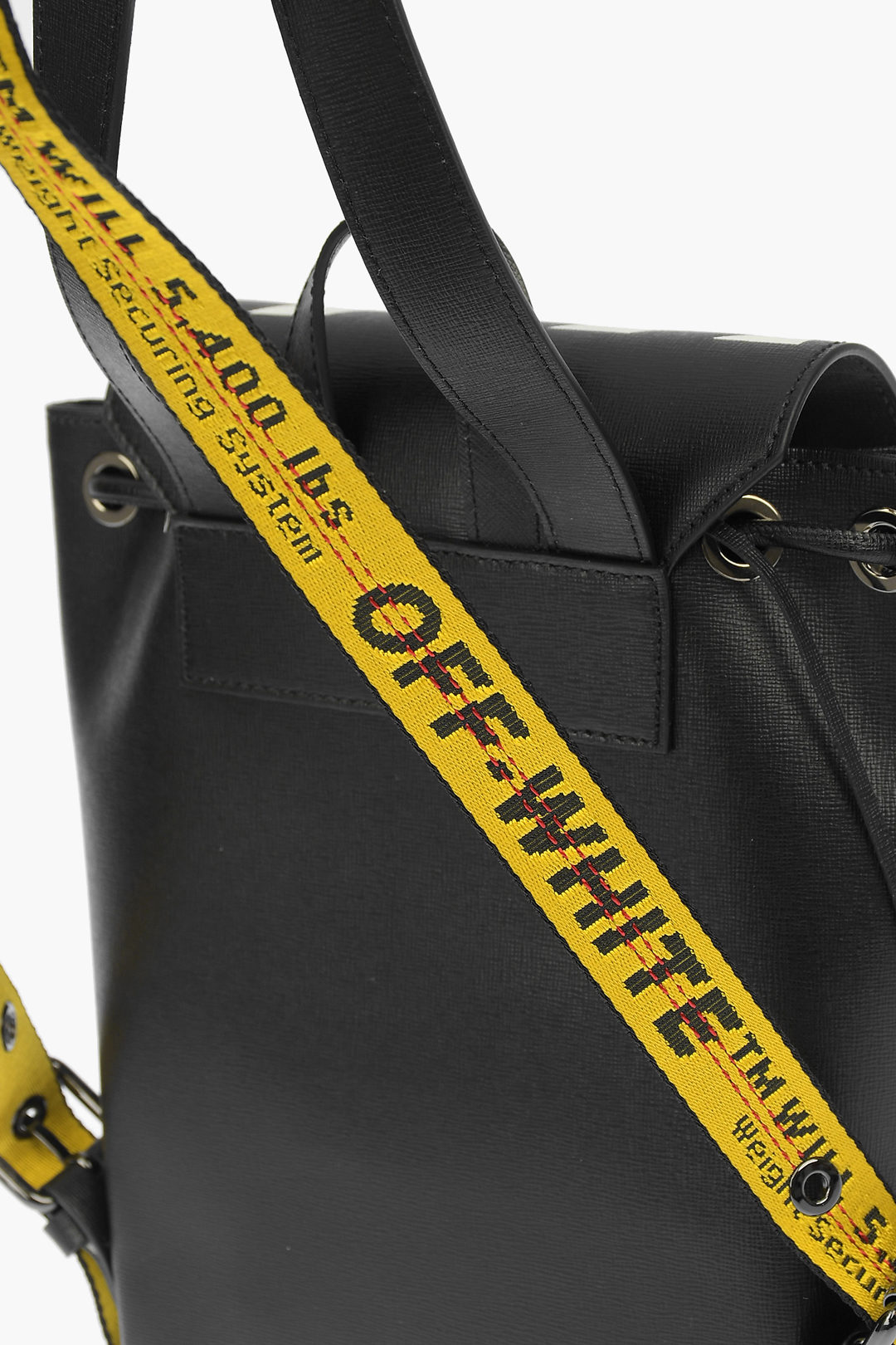 Off-White Black Leather Binder Backpack