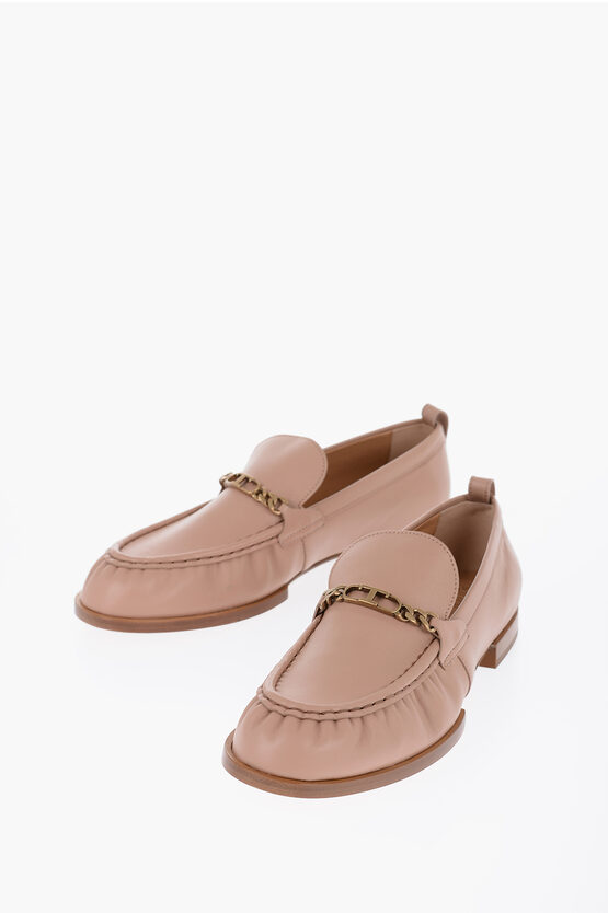 Shop Tod's Leather Bit Loafers With Golden-chain
