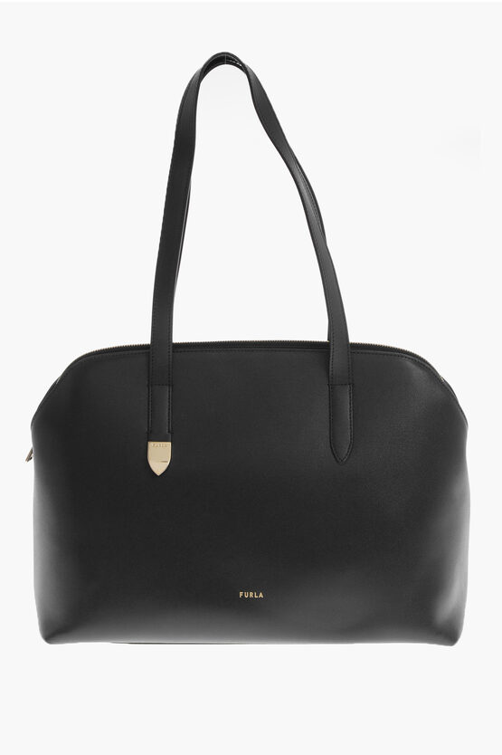 Furla Leather Block Tote Bag With 3 Compartment